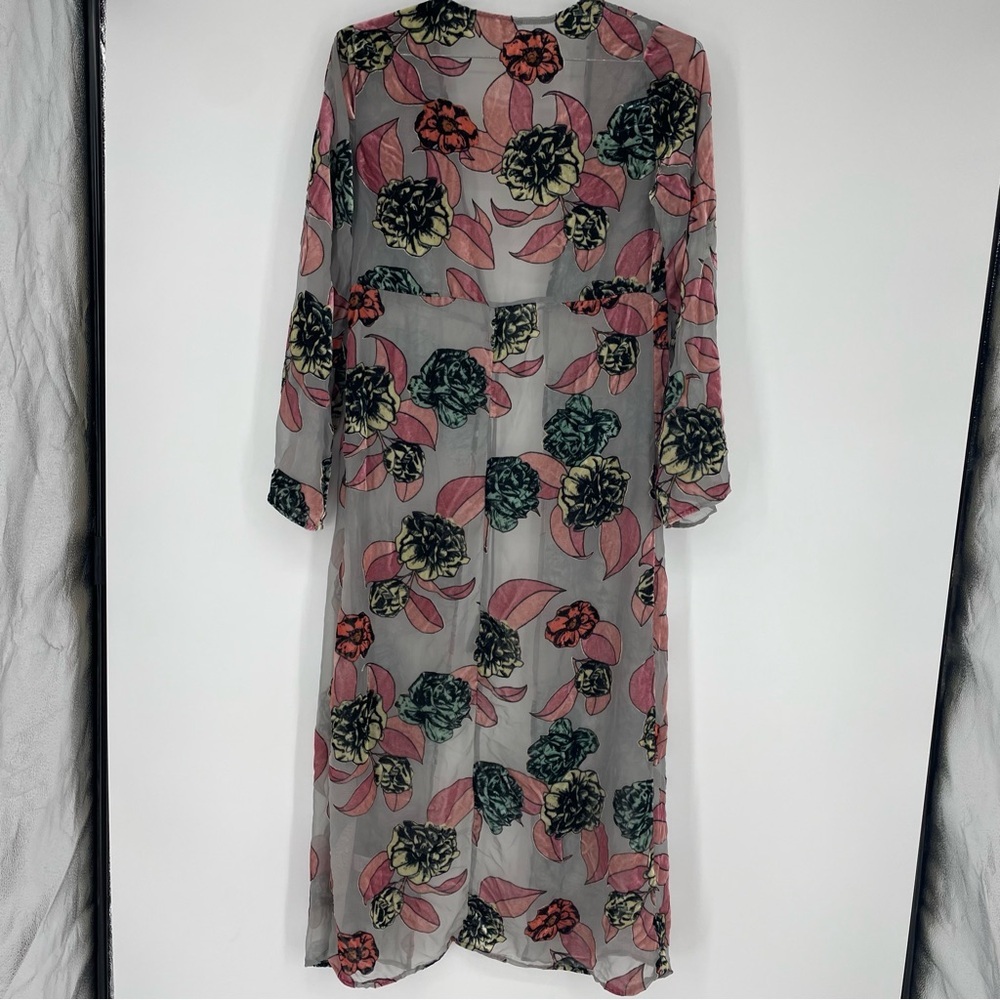 En Creme Kimono Floral Robe sheer Pink Bohemian - Picture 5 of 8